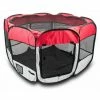 BITUXX Welpenlaufstall Rot Tierlaufstall Laufstall Tierauslauf Faltbar Gehege Hunde Katze