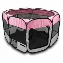 BITUXX Welpenlaufstall Pink Tierlaufstall Laufstall Tierauslauf Faltbar Gehege Hunde Katze