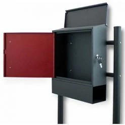 BITUXX Standbriefkasten Briefkastenanlage Mit Seitenschloss Dunkelgrau / Rot -BITUXX Geschäft 10496285 3