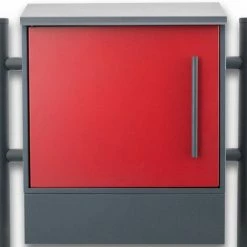 BITUXX Standbriefkasten Briefkastenanlage Mit Seitenschloss Dunkelgrau / Rot -BITUXX Geschäft 10496285 4