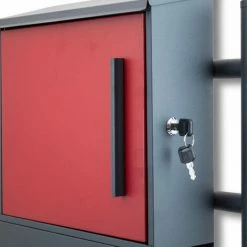 BITUXX Standbriefkasten Briefkastenanlage Mit Seitenschloss Dunkelgrau / Rot -BITUXX Geschäft 10496285 5