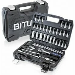 BITUXX Werkzeugkoffer 53 Tlg Knarrenkasten Ratschenkasten Nusskasten Stecknuss 1/4" Ratschen Set Inkl. Nüsse Und Adapter