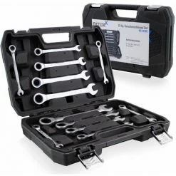BITUXX 12tlg Ratschenschlüssel Set Ratschenringschlüssel Ratschen Ringschlüssel 6,7,8,9,10,11,12,13,14,15,17,19 Mm