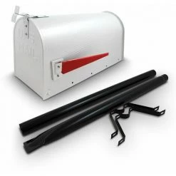 BITUXX US Mailbox Amerikanischer Briefkasten Weiß Standbriefkasten Mit Standhalterung