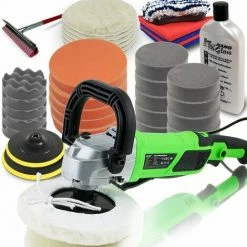 BITUXX Polierset Autopoliermaschine 1200W KFZ Autopflege Lack Autopolierer Set 7 Inkl. NANO POLITUR Und Umfangreiches Polierzubehör