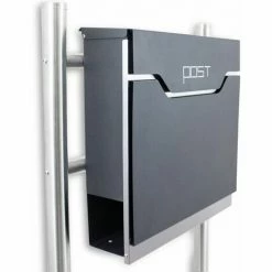 BITUXX Freistehender Design Standbriefkasten 16769 Briefkastenanlage Graphit Mit Edelstahl Ständern