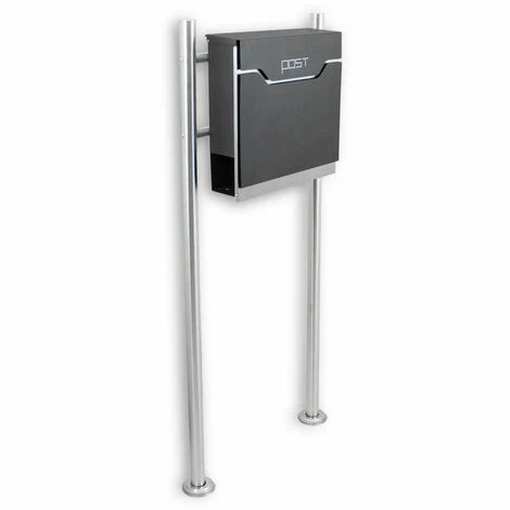 BITUXX Freistehender Design Standbriefkasten 16769 Briefkastenanlage Graphit Mit Edelstahl Ständern – Bild 2