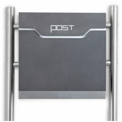 BITUXX Freistehender Design Standbriefkasten 16769 Briefkastenanlage Graphit Mit Edelstahl Ständern – Bild 3