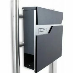 BITUXX Freistehender Design Standbriefkasten 16770 Briefkastenanlage Graphit Mit Edelstahl Ständern