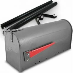 BITUXX US Mailbox Amerikanischer Briefkasten Graphit Standbriefkasten Mit Standhalterung