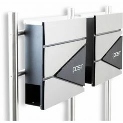 BITUXX Freistehender Design Doppel Standbriefkasten 16778 Briefkastenanlage Graphit Mit Edelstahl Ständern