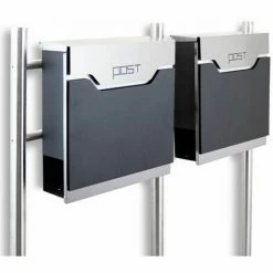 BITUXX Freistehender Design Doppel Standbriefkasten 16780 Briefkastenanlage Graphit Mit Edelstahl Ständern
