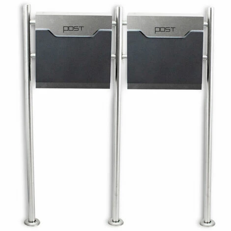 BITUXX Freistehender Design Doppel Standbriefkasten 16780 Briefkastenanlage Graphit Mit Edelstahl Ständern – Bild 2