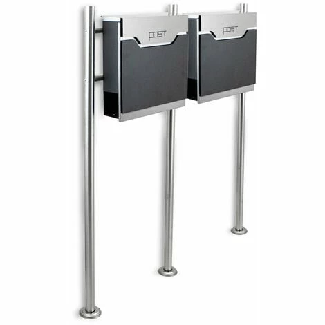 BITUXX Freistehender Design Doppel Standbriefkasten 16780 Briefkastenanlage Graphit Mit Edelstahl Ständern – Bild 5