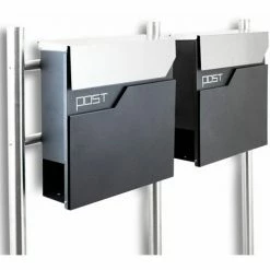 BITUXX Freistehender Design Doppel Standbriefkasten 16783 Briefkastenanlage Graphit Mit Edelstahl Ständern