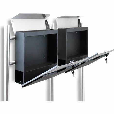 BITUXX Freistehender Design Doppel Standbriefkasten 16783 Briefkastenanlage Graphit mit Edelstahl Ständern BITUXX Freistehender Design Doppel Standbriefkasten 16783 Briefkastenanlage Graphit Mit Edelstahl Ständern -BITUXX Geschäft 12132040 4