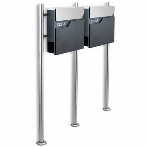 BITUXX Freistehender Design Doppel Standbriefkasten 16783 Briefkastenanlage Graphit mit Edelstahl Ständern BITUXX Freistehender Design Doppel Standbriefkasten 16783 Briefkastenanlage Graphit Mit Edelstahl Ständern -BITUXX Geschäft 12132040 5