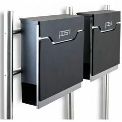 BITUXX Freistehender Design Doppel Standbriefkasten 16781 Briefkastenanlage Graphit Mit Edelstahl Ständern