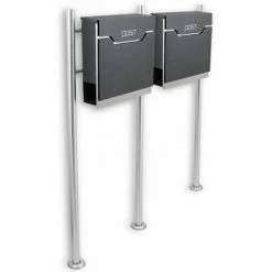 BITUXX Freistehender Design Doppel Standbriefkasten 16781 Briefkastenanlage Graphit Mit Edelstahl Ständern -BITUXX Geschäft 12165803 5
