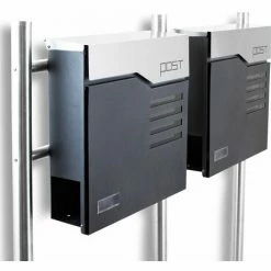 BITUXX Freistehender Design Doppel Standbriefkasten 16784 Briefkastenanlage Graphit Mit Edelstahl Ständern