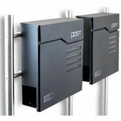 BITUXX Freistehender Design Doppel Standbriefkasten 16785 Briefkastenanlage Graphit Mit Edelstahl Ständern