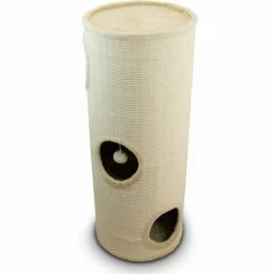 BITUXX Sisaltonne Kratztonne Katzentonne Katzenbaum Katzenhöhle Kratzbaum Mit Plüsch Und Sisal 100 Cm Beige -BITUXX Geschäft 16673246 3