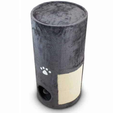 BITUXX Kratztonne Katzentonne Katzenbaum Katzenhöhle Kratzbaum Mit Plüsch Und Sisal 78 Cm Grau â Bild 3