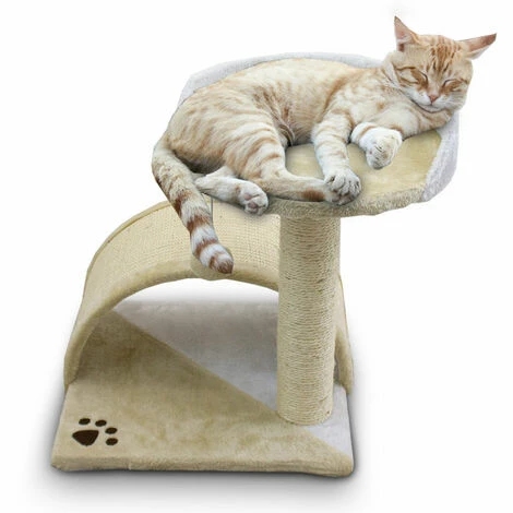 BITUXX Katzen Kratzbrücke Kratzbaum Katzenkratzbaum Mit Liege Und Sisalsäule Und Plüschbezug Beige / Weiß 1 BITUXX Katzen Kratzbrücke Kratzbaum Katzenkratzbaum Mit Liege Und Sisalsäule Und Plüschbezug Beige / Weiß