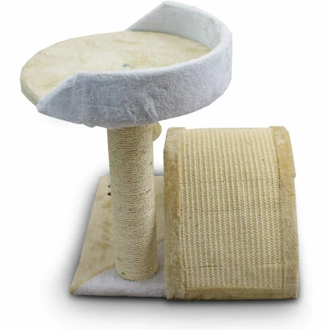 BITUXX Katzen Kratzbrücke Kratzbaum Katzenkratzbaum Mit Liege Und Sisalsäule Und Plüschbezug Beige / Weiß 3 BITUXX Katzen Kratzbrücke Kratzbaum Katzenkratzbaum Mit Liege Und Sisalsäule Und Plüschbezug Beige / Weiß – Bild 3