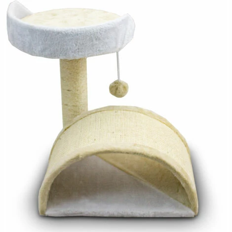 BITUXX Katzen Kratzbrücke Kratzbaum Katzenkratzbaum Mit Liege Und Sisalsäule Und Plüschbezug Beige / Weiß 4 BITUXX Katzen Kratzbrücke Kratzbaum Katzenkratzbaum Mit Liege Und Sisalsäule Und Plüschbezug Beige / Weiß – Bild 4