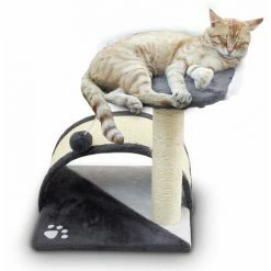 BITUXX Katzen Kratzbrücke Kratzbaum Katzenkratzbaum Mit Liege Und Sisalsäule Und Plüschbezug Grau / Weiß