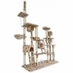 BITUXX Deckenhoher Kratzbaum Katzenspielplatz Katzenhaus Katzenhöhle Einstellbare Höhe 230-250cm (Beige / Pfote) -BITUXX Geschäft 16923032 3