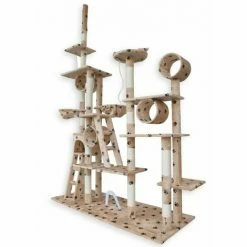 BITUXX Deckenhoher Kratzbaum Katzenspielplatz Katzenhaus Katzenhöhle Einstellbare Höhe 230-250cm (Beige / Pfote) -BITUXX Geschäft 16923032 4