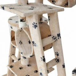 BITUXX Deckenhoher Kratzbaum Katzenspielplatz Katzenhaus Katzenhöhle Einstellbare Höhe 230-250cm (Beige / Pfote) -BITUXX Geschäft 16923032 5