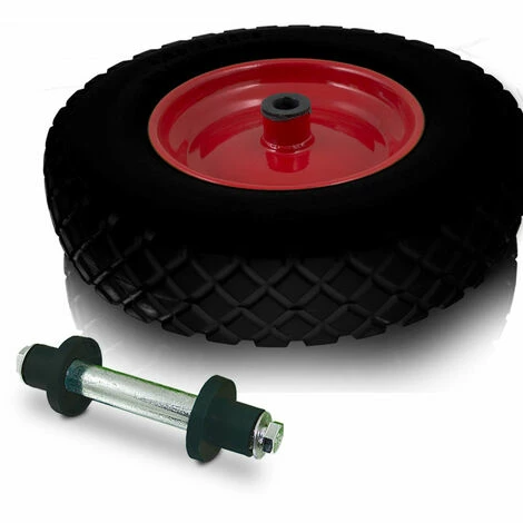 BITUXX Ersatzrad Schubkarre 400x90 Schubkarrenrad 40cm PU Schubkarrenreifen 4.80/4.00-8 Mit Nadelgelagerter Achse (Schwarz) – Bild 3