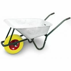 BITUXX Schubkarre 100L / 250Kg Schubkarren Schiebkarre Bauschubkarre Verzinkt Mit PU Rad 4.80/4.00-8 Mit Nadelgelagerter Achse (Gelb)