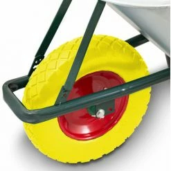 BITUXX Schubkarre 100L / 250Kg Schubkarren Schiebkarre Bauschubkarre Verzinkt Mit PU Rad 4.80/4.00-8 Mit Nadelgelagerter Achse (Gelb) -BITUXX Geschäft 18250011 3