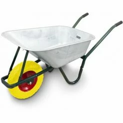 BITUXX Schubkarre 100L / 250Kg Schubkarren Schiebkarre Bauschubkarre Verzinkt Mit PU Rad 4.80/4.00-8 Mit Nadelgelagerter Achse (Gelb) -BITUXX Geschäft 18250011 4