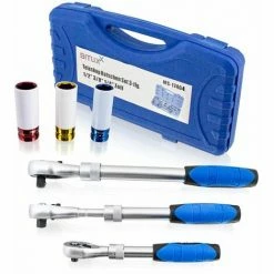 BITUXX 3 Tlg Teleskop Ratschen 1/4 3/8 1/2 Knarre Ausziehbar Umschaltknarre Set Inkl Felgenschutz Schlagnüsse Nüsse (17 Mm / 19 Mm / 21 Mm) Für PKW Auto KFZ Radwechselset