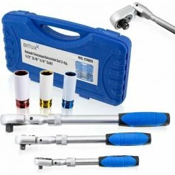 BITUXX 3 Tlg Teleskop Gelenk Ratschen 1/4 3/8 1/2 90° Knarre Ausziehbar Umschaltknarre Set Inkl Felgenschutz Schlagnüsse Nüsse (17 Mm / 19 Mm / 21 Mm) Für PKW Auto KFZ Radwechselset