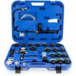 BITUXX 28 Tlg. KFZ Kühlsystem Abdrückgerät Druckprüfung Abdrücken Tester Kühler Werkzeug 28 Teilig Messbereich 0-2,5 Bar, Für Alle Gängigen PKW Geeignet!