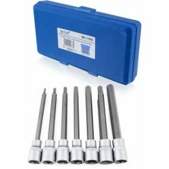 BITUXX 7 Tlg Innensechskant Nuss Satz Stecknuss Werkzeug Bitsatz Nüsse 3/8" Extra Lang H3 H4 H5 H6 H7 H8 H10