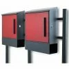 BITUXX Freistehender Doppelstandbriefkasten Briefkastenanlage Seitenschloss Und Zeitungsfach Unten Dunkelgrau / Rot