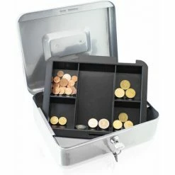 BITUXX Geldkassette 25 Cm Groß Abschließbar Münz Geld Zählbrett Kasse Safe Hellgrau 250mm (mit Münzeinlage) 2 BITUXX Geldkassette 25 Cm Groß Abschließbar Münz Geld Zählbrett Kasse Safe Hellgrau 250mm (mit Münzeinlage) -BITUXX Geschäft 29826172 3