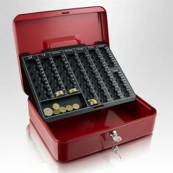 BITUXX Geldkassette 30 Cm Groß Flach Abschließbar Münz Geld Zählbrett Kasse Rot 300mm (mit Zählbrett) 2 BITUXX Geldkassette 30 Cm Groß Flach Abschließbar Münz Geld Zählbrett Kasse Rot 300mm (mit Zählbrett) -BITUXX Geschäft 29826204 3