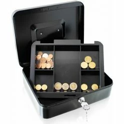 BITUXX Geldkassette 25 Cm Groß Abschließbar Münz Geld Zählbrett Kasse Safe Schwarz 250mm (mit Münzeinlage) -BITUXX Geschäft 29826226 3
