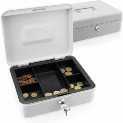 BITUXX Geldkassette 25 Cm Groß Abschließbar Münz Geld Zählbrett Kasse Safe Lichtgrau 250mm (mit Münzeinlage)