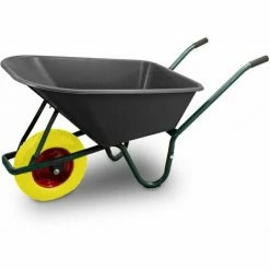 BITUXX Schubkarre 100L Schubkarren Schiebkarre Bauschubkarre Mit PVC Wanne Und PU Rad Bis 250kg (Schubkarre Mit PVC Mulde Schwarz Und PU Rad Gelb)