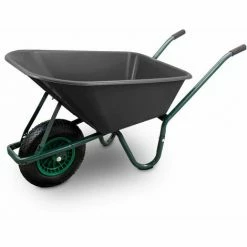 BITUXX Schubkarre 100L Schubkarren Schiebkarre Bauschubkarre Mit PVC Wanne Und Luftreifen Bis 250kg (Schubkarre Mit PVC Mulde Schwarz)