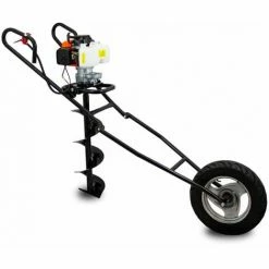 BITUXX 3PS 63ccm Benzin Erdlochbohrer Karre Erdbohrer Erdbohrgerät Pfahlbohrer Inkl. 1 Bohrer 200mm